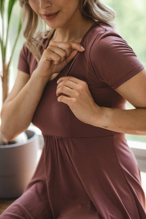 Sukienka ciążowa i do karmienia Mommy Chic Milk&Love rose brown