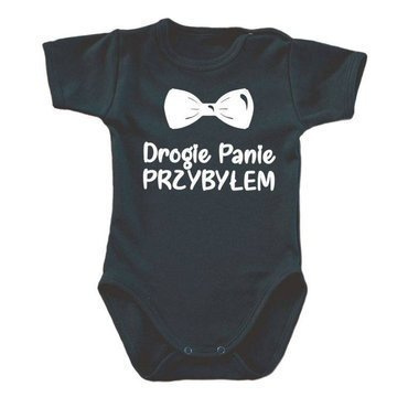 "drogie Panie przybyłem" body krótki rękaw Moocha czarny