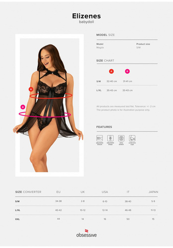 Elizenes Babydoll Koszulka damska Obsessive czarny