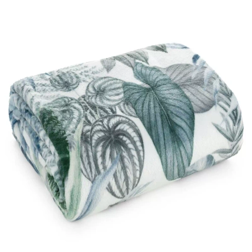 Koc narzuta liście Davos 2 Eurofirany zielony srebrny