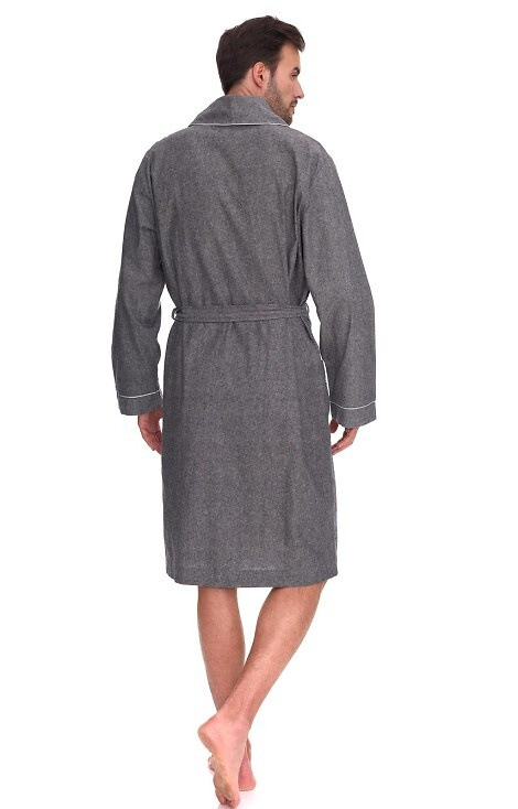 Szlafrok Zeus 2532 L&L – męski, długi, bawełniany, z kieszeniami