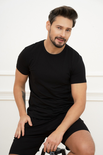 Koszulka męska, krótki rękaw Ikar Italian Fashion - czarny 