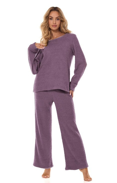 L&L Komplet 2414 Homewear ametyst– bluza z długim rękawem i spodnie