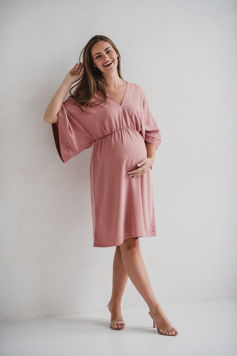 Elegancka sukienka Mama Zen do karmienia i na ciążę – Tencel Herbal Rose