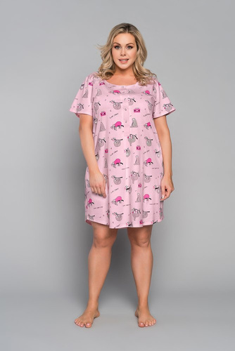 Koszula nocna krótki rękaw Orso Italian Fashion - róż