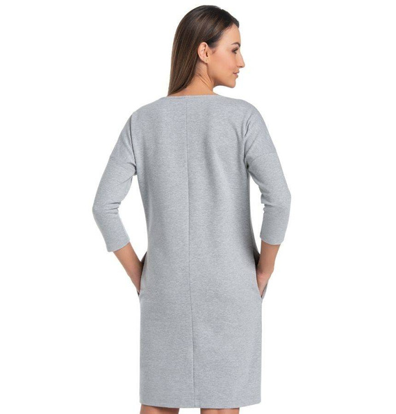 Klasyczna Sukienka, 3/4 rękaw Lana Teyli - szara