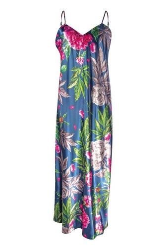 Długa halka satynowa Flowers DKaren - DK-HI 1 granatowy