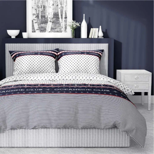 Pościel satynowa marynarska 4920 A Home Satin Detexpol granatowy 