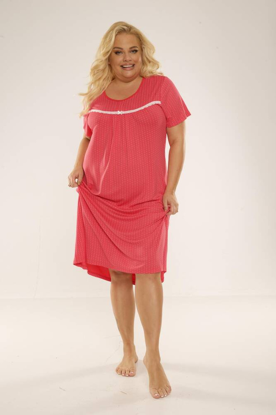 Koszulka nocna 447 Juliette Plus Size Forex - malina kropki