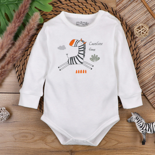 Body z bawełny organicznej Zebra Nini ecru