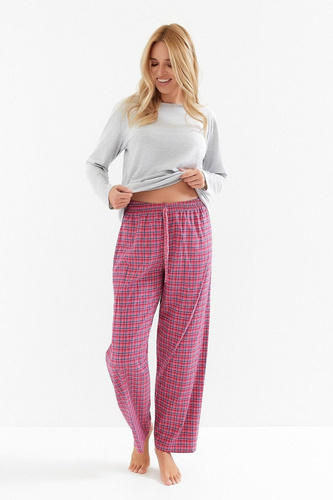 Piżama Taro Madlen 3512 – bawełniana, długa, z koszulką i spodniami w kratkę