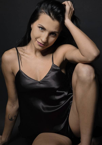 Karen Komplet piżamka damska satyna DKaren - czarny