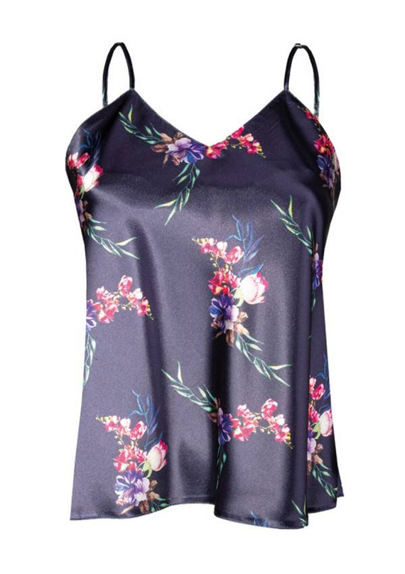 Top damski, wąskie ramiączko Flowers DK-TK DKaren - biały 007