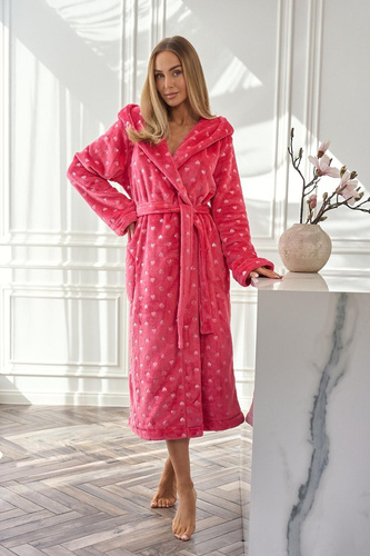 Amira 2551 L&L – szlafrok damski długi z kapturem | Miękki i elegancki