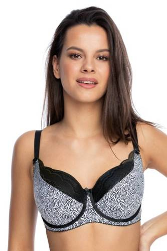 Biustonosz Full Cup BS 1153 Eunika Gaia - czarny/biały