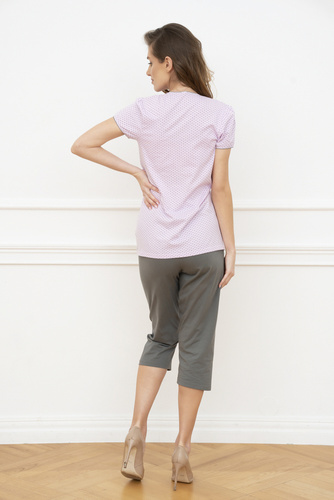 Piżama ciążowa Felicita krótki rękaw Italian Fashion - różowy