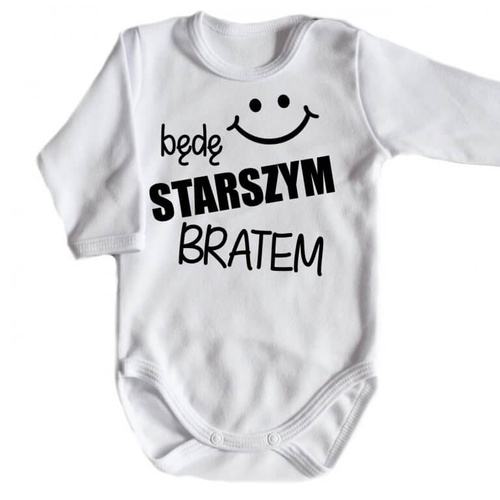 Body długi rękaw "Będę STARSZYM bratem v2" Moocha czerwony