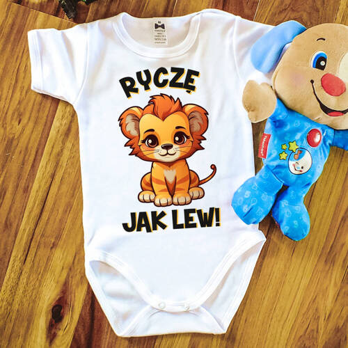 Body krótki rękaw "Ryczę jak lew" Moocha biały