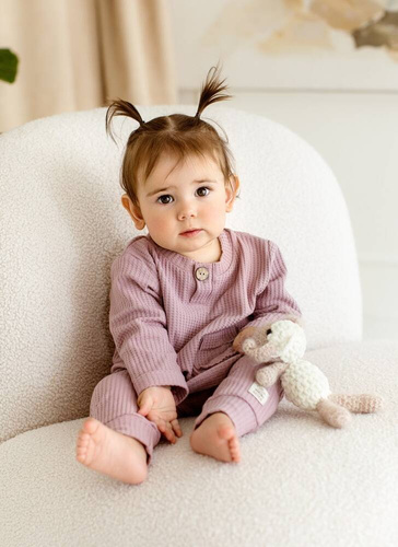 Spodnie niemowlęce dresowe "Natural Waffel" Makoma pink