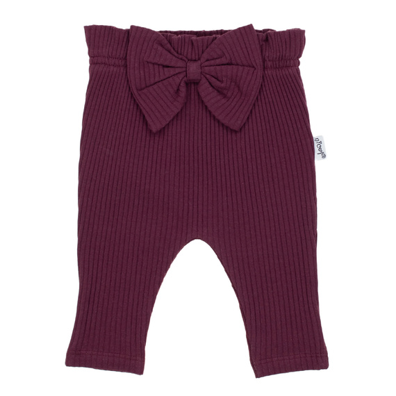 Bawełniane spodnie Nicol Alisa 217016 – bordowe z kokardką