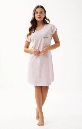Koszula Nocna z Krótkim Rękawem 203 Luna - beżowa