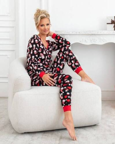 Piżama damska Santi Long Donna - czarna