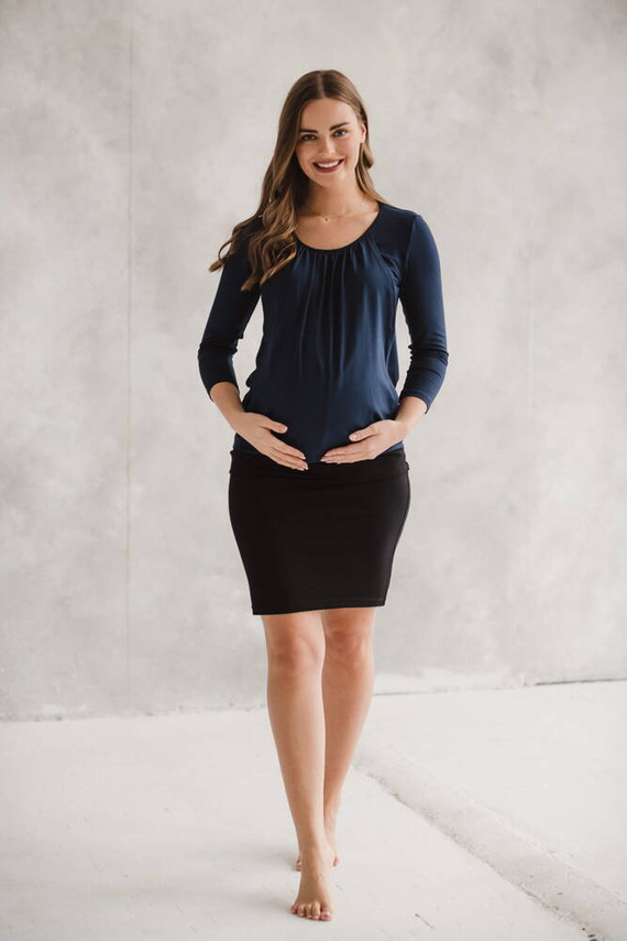 Bluzka ciążowa i do karmienia z rękawem 7/8 Kangaroo Milk&Love granatowy