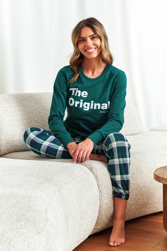 Doctor Nap 7340 – Piżama damska „The Original” | 100% bawełna - emerald