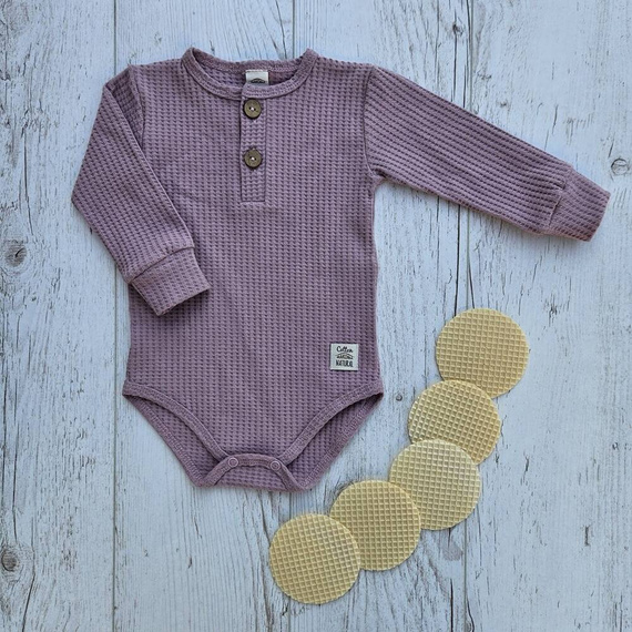 Body polo z długim rękawem "Natural Waffel " Makoma pink