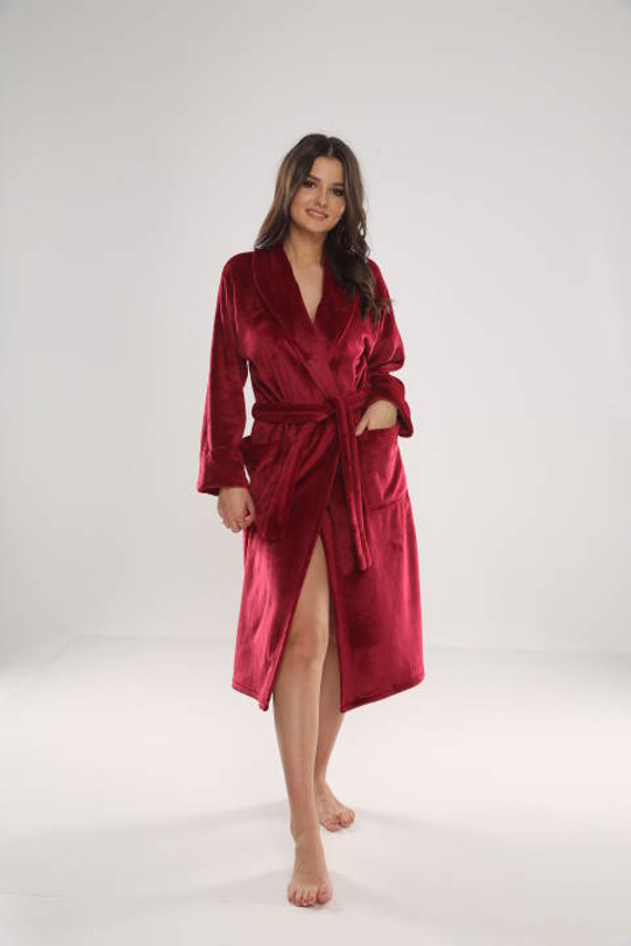 Długi Szlafrok damski 628 Abigail Forex - bordo