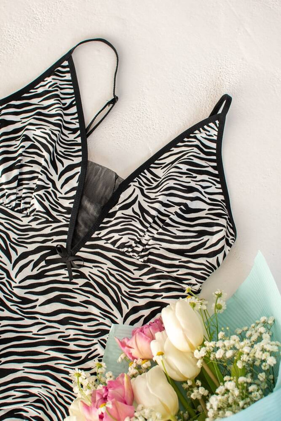 Koszulka nocna 746 Savannah Forex biały-czarny