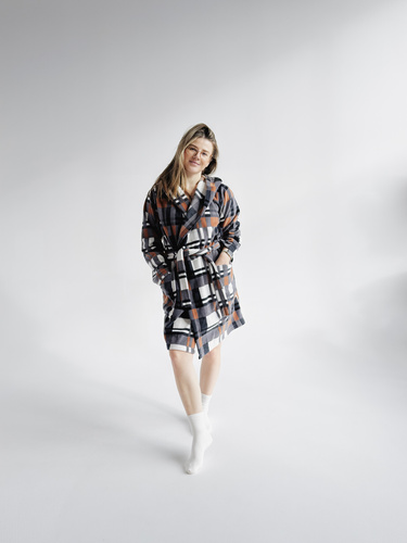 Szlafrok Kocyk 031 De Lafense – miękki polarowy szlafrok dla kobiet, które kochają przytulność, camel