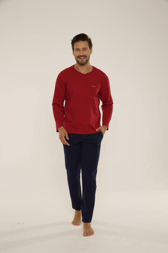 Piżama Męska 683 Kevin De Lafense - bordo- granat