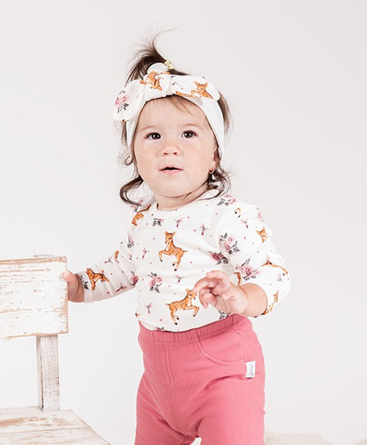 Body niemowlęce 216095 Lala Nicol – bawełna, długi rękaw, wzór jelonki