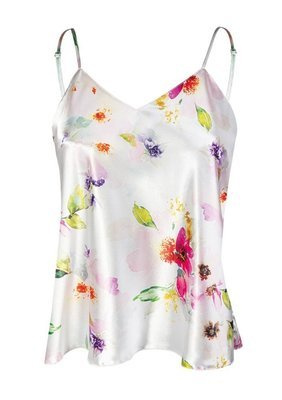 Top damski, wąskie ramiączko Flowers DK-TK DKaren - biały 010