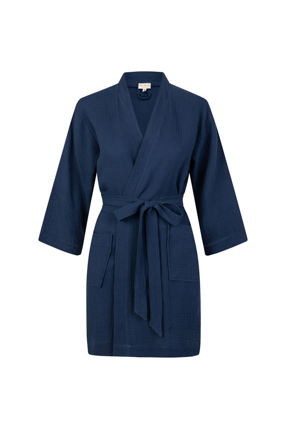 Szlafrok damski muślinowy Mila ByShelly - granatowy