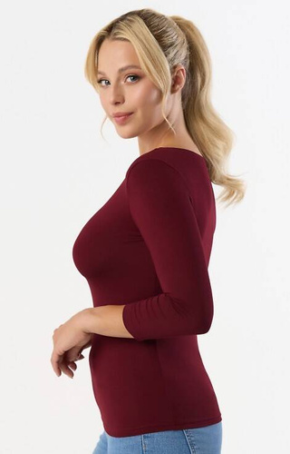 Manati rękaw 3/4 Bluzka damska Babell - bordowa