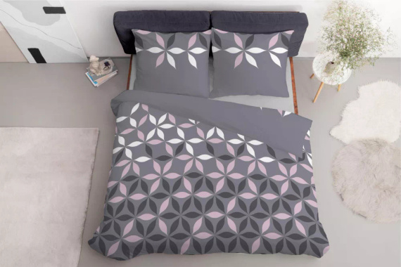 Pościel z mikrofibry kwiatki 5024 A Detexpol szary