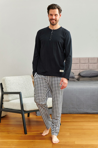 Piżama męska Doctor Nap 7369 – klasyka w bawełnianym wydaniu, wygodna i stylowa