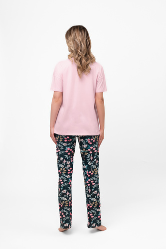 Marisal – elegancka piżama damska z bawełny, krótki rękaw i długie spodnie Italian Fashion 