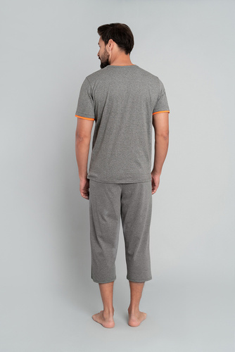 Piżama Męska krótki rękaw, 3/4 spodnie Marek Italian Fashion- średni melanż