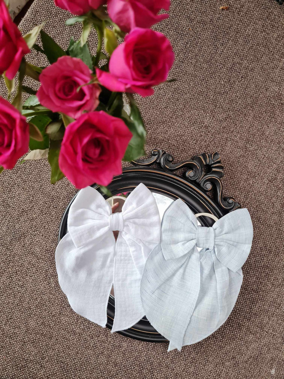 Muślinowa kokarda do włosów KGB16 Marija - biały