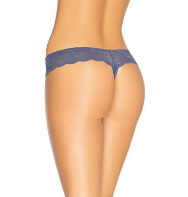 Stringi damskie z koronką Comfo Teyli - niebieskie