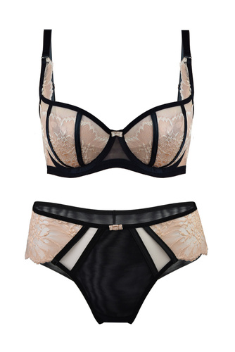 Biustonosz balkonetka 19117 Nugat Mediolano czarno-beżowy 