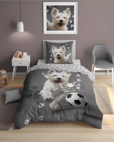 Pościel bawełniana świecąca w ciemności Pies piłka Detexpol  