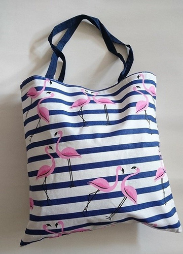 Torba bawełniana na zakupy Kwiatki wzór serwetki szary