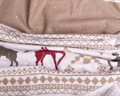 Pościel flanelowa świąteczna renifery F-88 Matex beżowy 