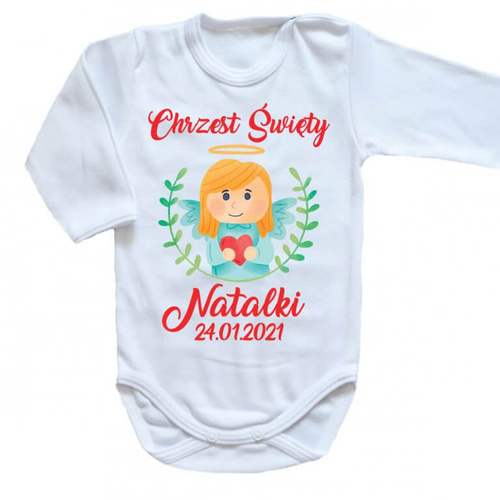 Body długi rękaw "Chrzest dla dziewczynki z imieniem" Moocha biały