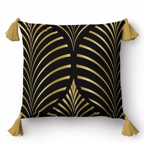 Poszewka dekoracyjna ornamenty 5398 A Panama 58 Detexpol czarny