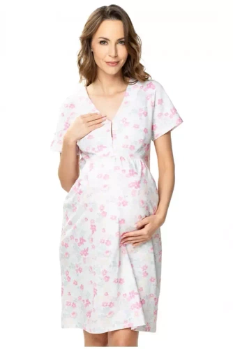 Koszula nocna ciążowa i do karmienia 86563 Gia Mewa różowy 